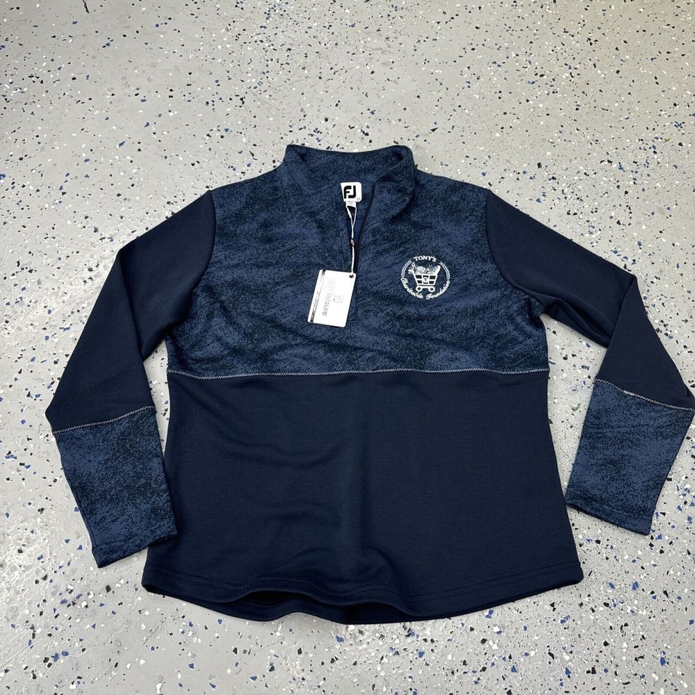 Footjoy Women's 1/4 Zip Pullover Long Sleeve Stretch Performance Golf Navy Large